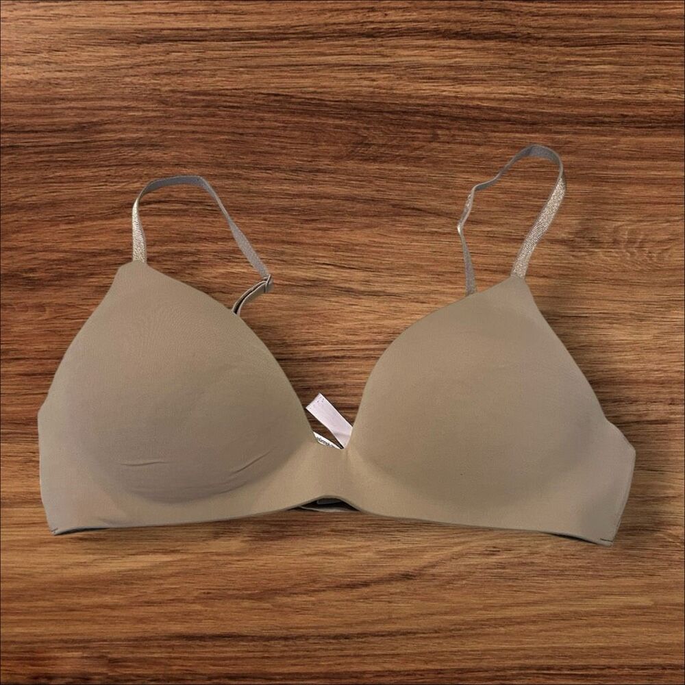 ☑️ Victoria’s Secret T-Shirt Lightly Lined Wireless Bra Nude 32C